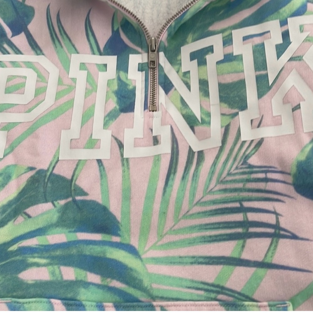 VS PINK tropical quarter zip sweater with one full pocket